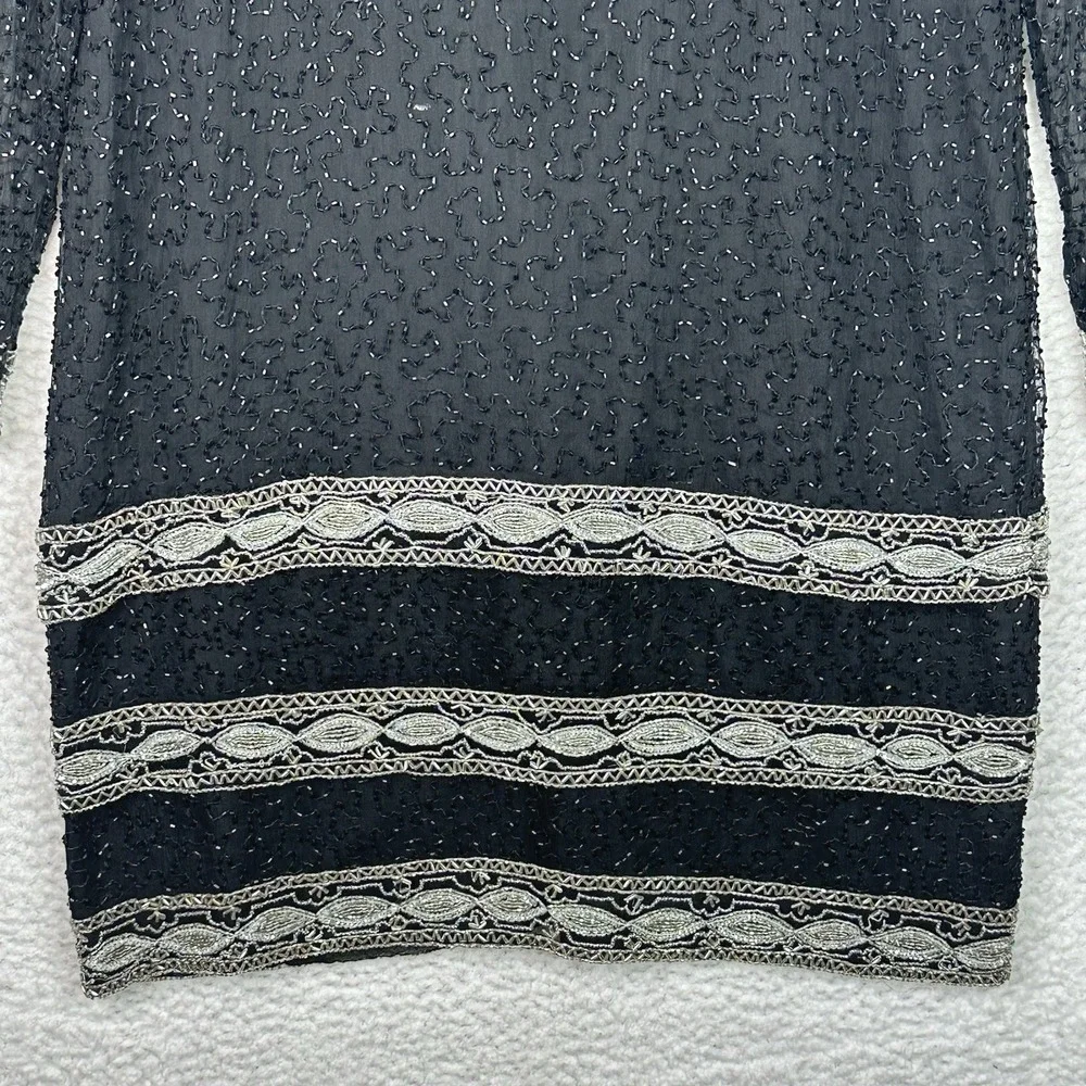 Vintage Brilliante by J.A. Black‎ Beaded 100% Silk Shift Cocktail Dress XL